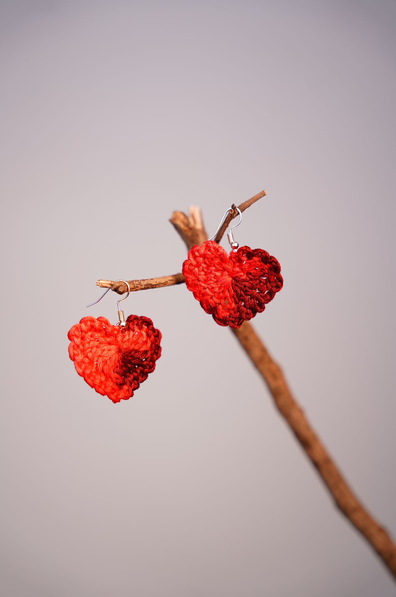 Handmade Crochet Rose Earring Variegated Yarn