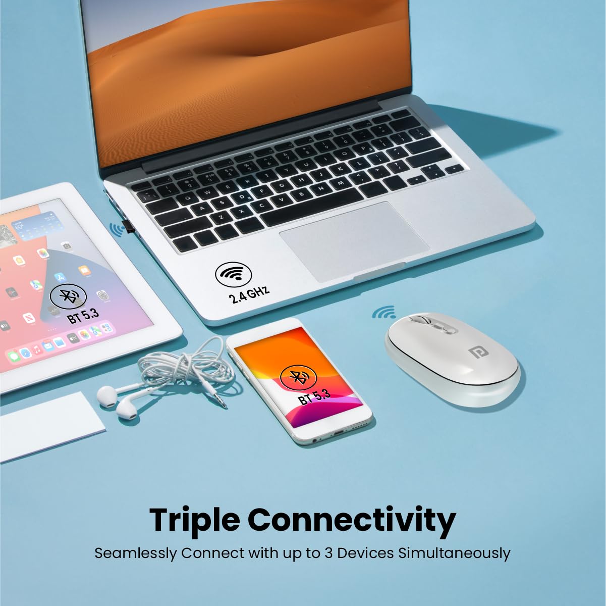 &nbsp;Portronics Toad II Bluetooth Mouse, with Bluetooth 5.0 & 2.4 Ghz Dual Wireless Connectivity, Rechargeable Battery, Adjustable DPI up to 1600 Compatible with Laptop, MacBook, PC (Grey)&nbsp;