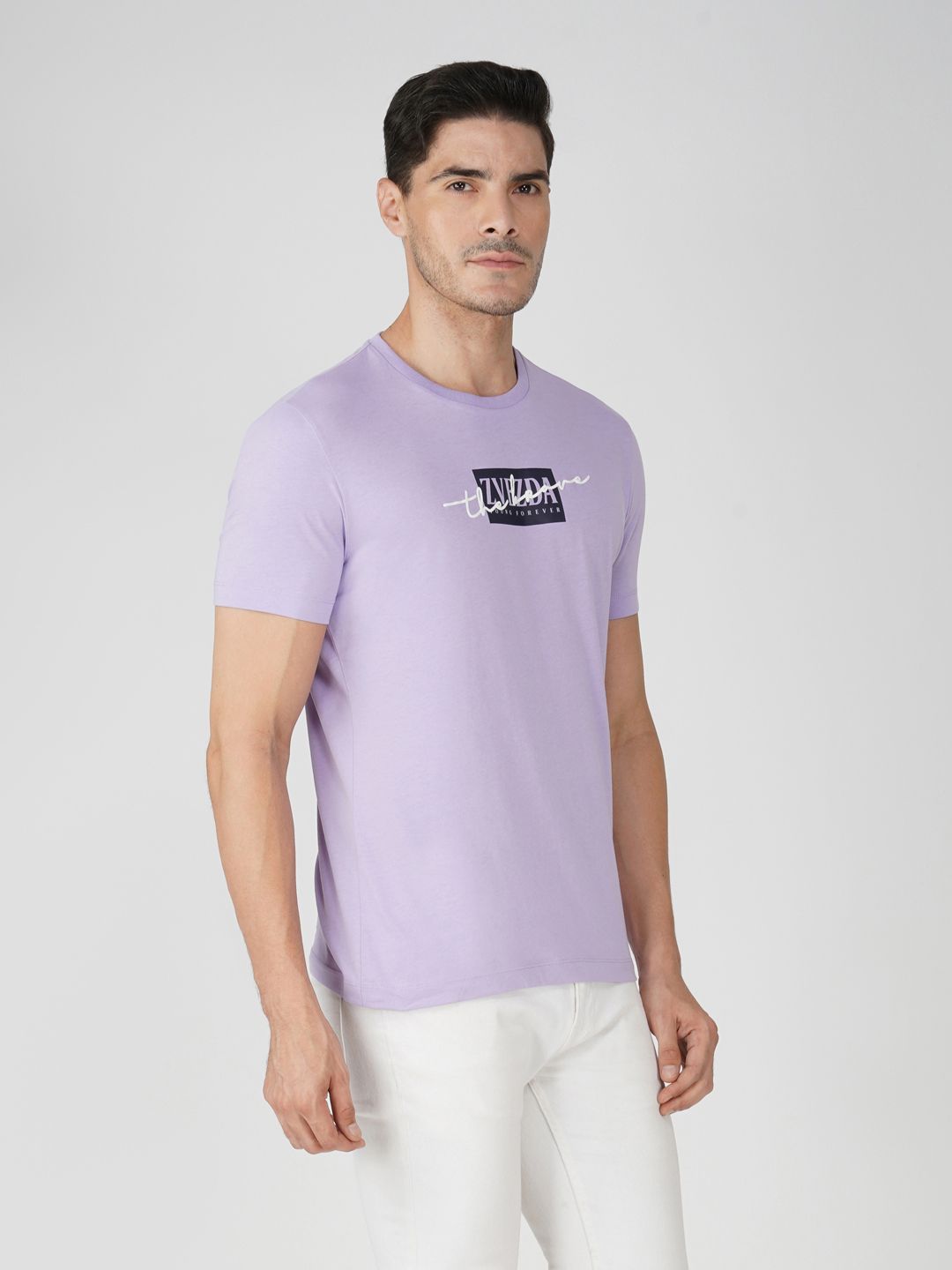 Men’s Soft Cotton Round Neck Regular Fit T-Shirt-Lavender