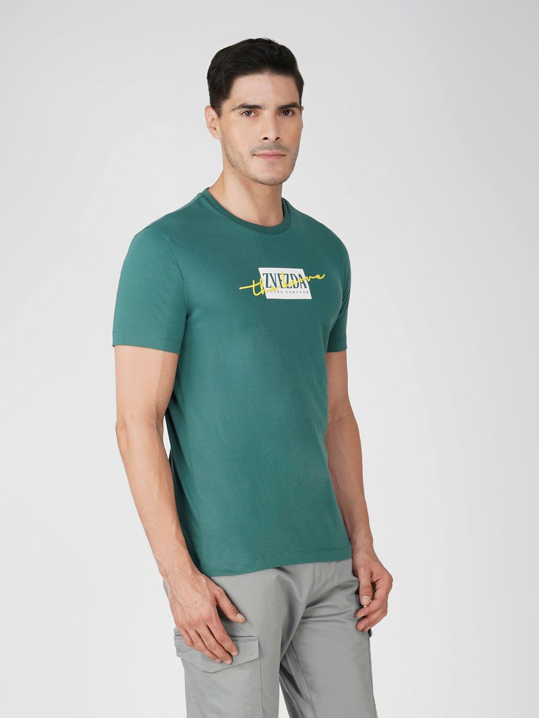 Men’s Soft Cotton Round Neck Regular Fit T-Shirt-Smoke Pine