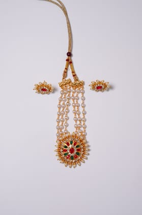 Handwork Kemp Chakra Pendant 3 Line Pearl Mala Set