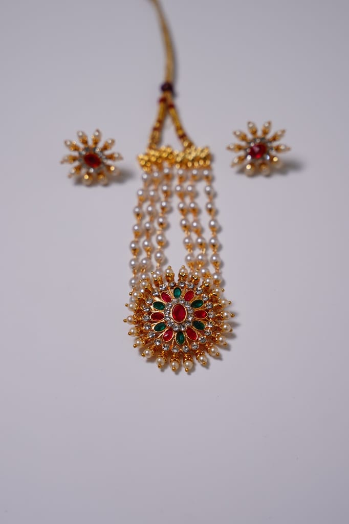 Handwork Kemp Chakra Pendant 3 Line Pearl Mala Set - Jewellery Sets | Buy online on ZillyBuy
