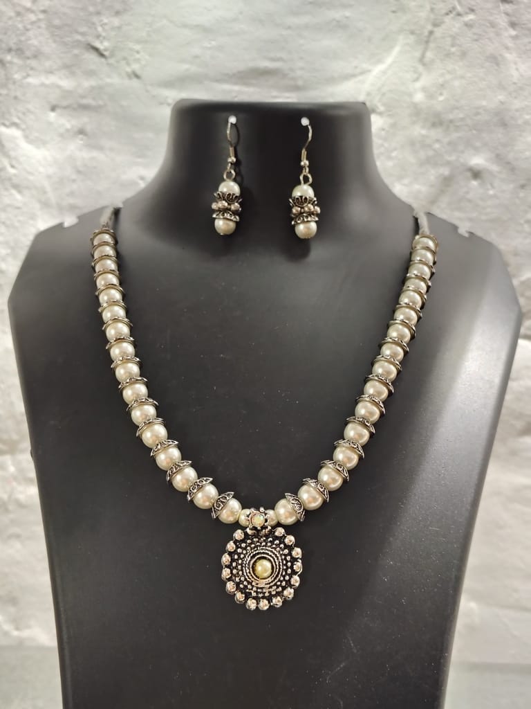Handwork Pearl and Oxidized Metal Pendant Set - Jewellery Sets | Buy online on ZillyBuy