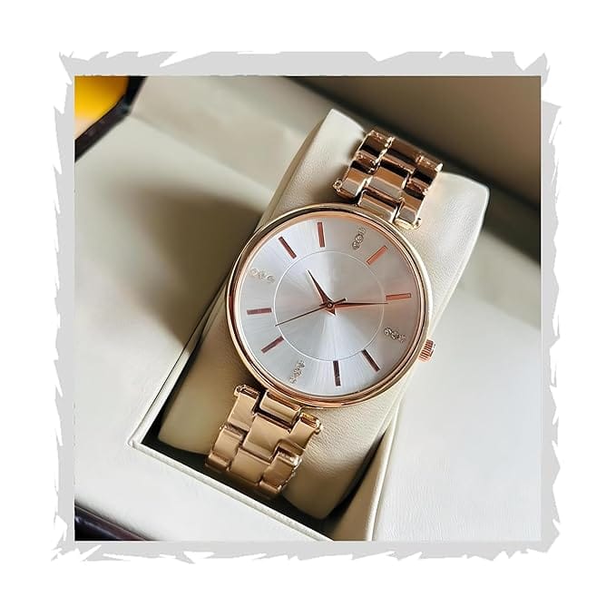 Women Analogue Wrist Watches for Women's & Girls&Miss&Ladies Diamond Studded Dial Rosegold Colored Stylish Bracelet Strap