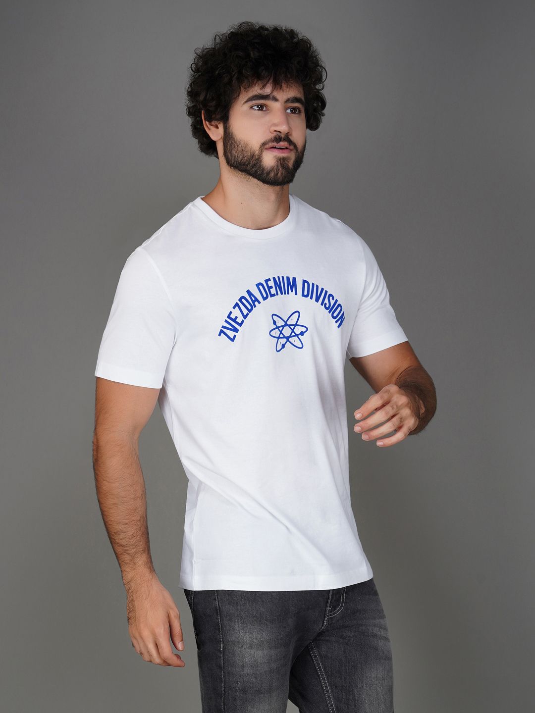 Men’s Everyday Wear Branded Pure Cotton Round Neck T-Shirt-White