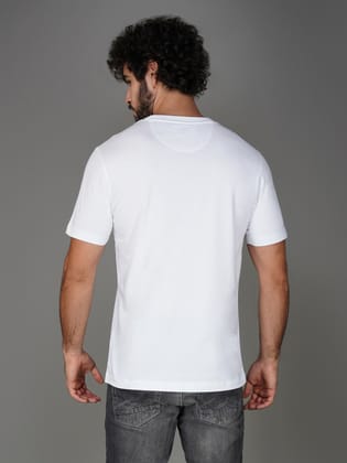Men’s Everyday Wear Branded Pure Cotton Round Neck T-Shirt-White
