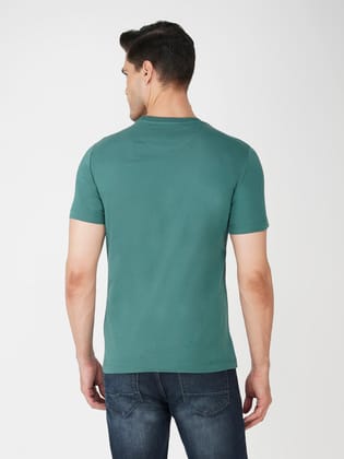 Men’s Everyday Wear Branded Pure Cotton Round Neck T-Shirt-Green