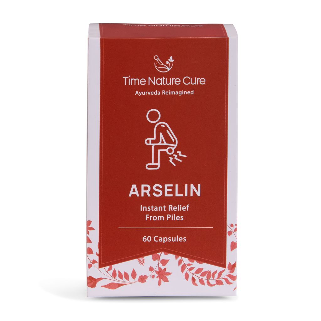 Time Nature Cure Arselin Ayurvedic Piles Medicine for Relief from Hemorrhoids, Fissures & Fistula | Reduces Pain, Itching & Bleeding | Herbal Care Supplement | 60 Capsules, Pack of 1