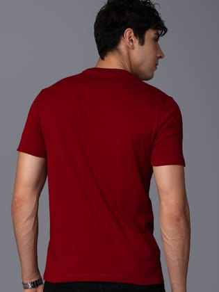 Men’s Cotton Breathable Round Neck Summer Branded T-Shirt-Dark Red