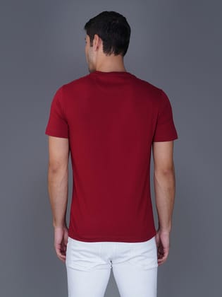Men’s Branded Lightweight Cotton Round Neck T-Shirt-Dark Red