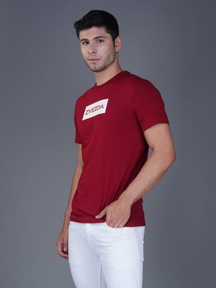 Men’s Branded Lightweight Cotton Round Neck T-Shirt-Dark Red