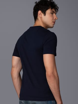 Men’s Branded Lightweight Cotton Round Neck T-Shirt-Navy