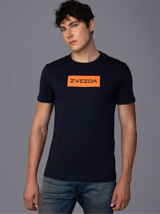 Men’s Branded Lightweight Cotton Round Neck T-Shirt-Navy