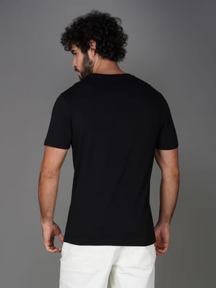 Premium Single Jersey Cotton Branded Round Neck Tee-Black