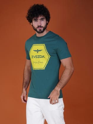 Premium Single Jersey Cotton Branded Round Neck Tee-Green