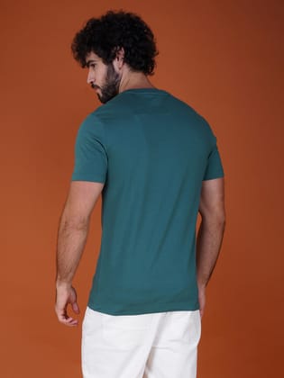 Premium Single Jersey Cotton Branded Round Neck Tee-Green