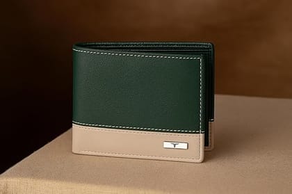 URBAN FOREST Seattle Green/Sand Leather Wallet for Men