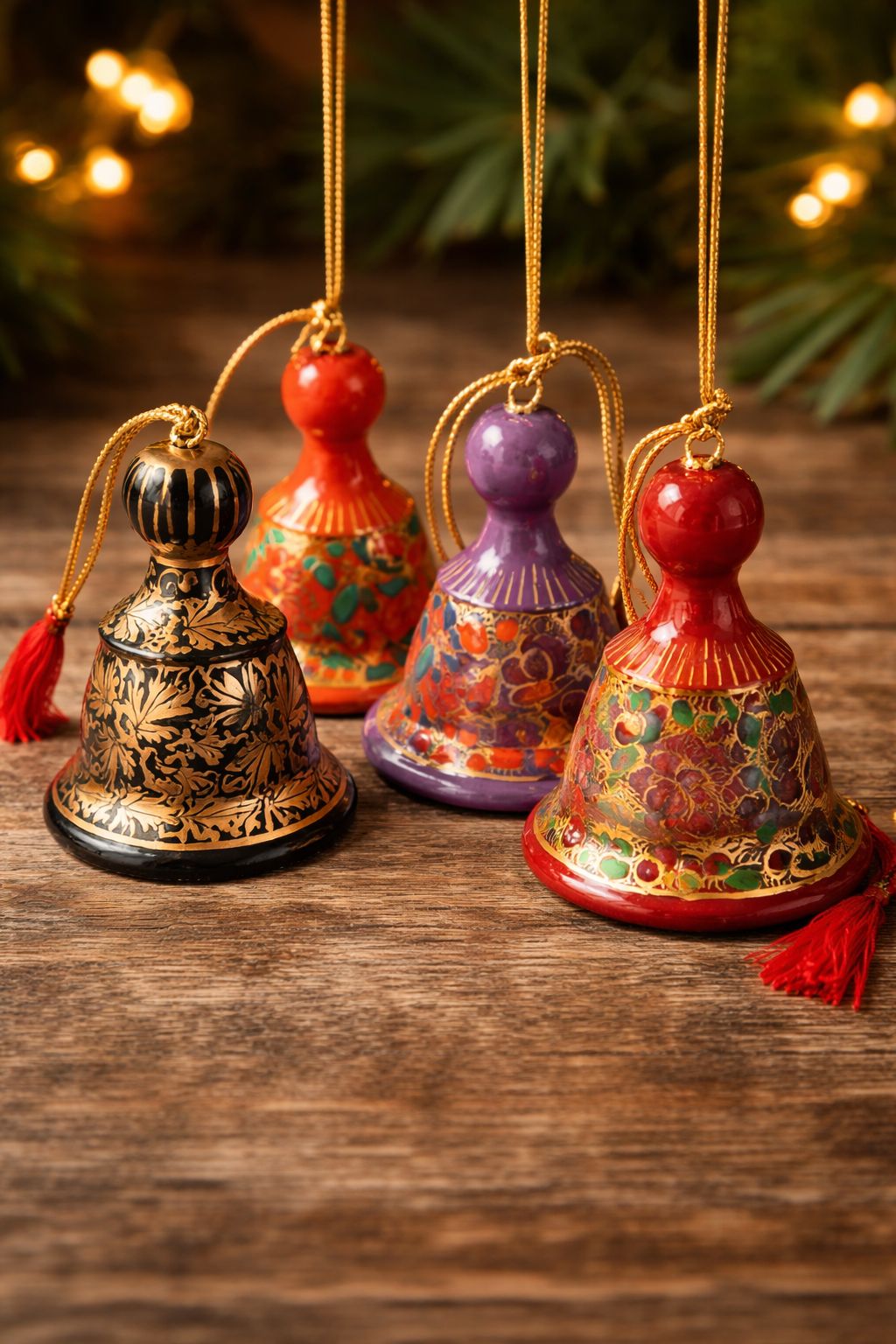 Handcrafted Wooden Elephant Ornaments on Rustic Wood – Festive Home Décor & Gift Accent