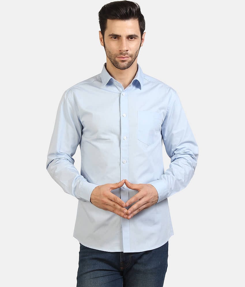 Life Roads - Light Blue Cotton Slim Fit Men's Casual Shirt ( Pack of 1 )