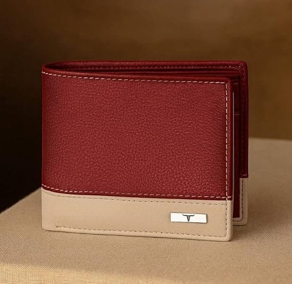 URBAN FOREST Seattle Red/Sand Leather Wallet for Men