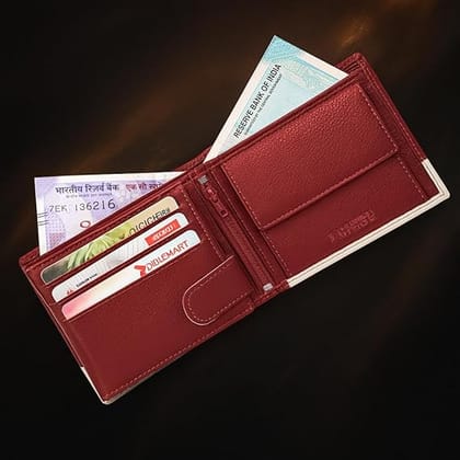 URBAN FOREST Seattle Red/Sand Leather Wallet for Men