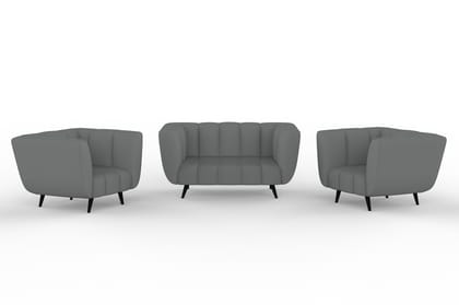 Wakeup India Sofa | Mushy Premium Fabric Sofa Set | 4 Seater Sofa | Pocket Spring Cushion | Padded Cushioned Armrest | Polished Wooden Leg ( Grey, Seating-2+1+1 ) | 1 Year warranty