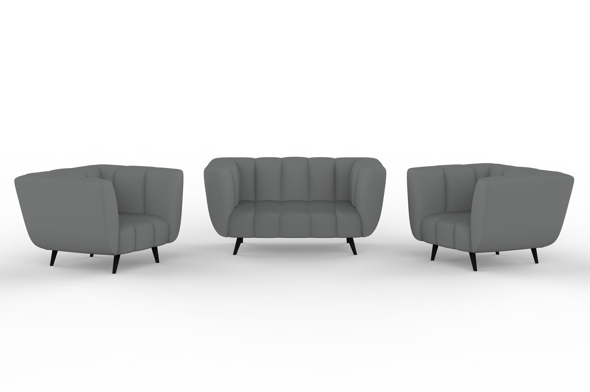 Wakeup India Sofa | Mushy Premium Fabric Sofa Set | 4 Seater Sofa | Pocket Spring Cushion | Padded Cushioned Armrest | Polished Wooden Leg ( Grey, Seating-2+1+1 ) | 1 Year warranty