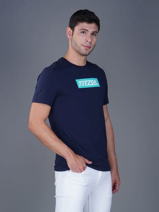 Zvezda Branded Men's Cotton Jersey Tee - Euro Fit-Navy