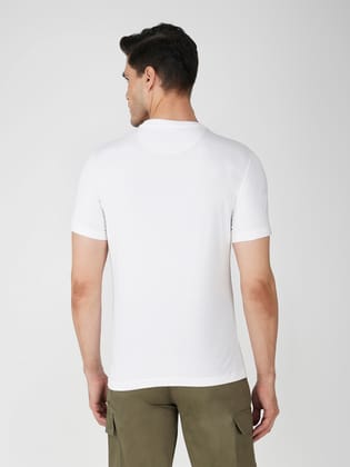 Men’s Casual Cotton Graphic Print T-Shirt Euro Fit-White