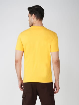 Men’s Casual Cotton Graphic Print T-Shirt Euro Fit-Golden