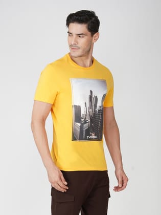 Men’s Casual Cotton Graphic Print T-Shirt Euro Fit-Golden