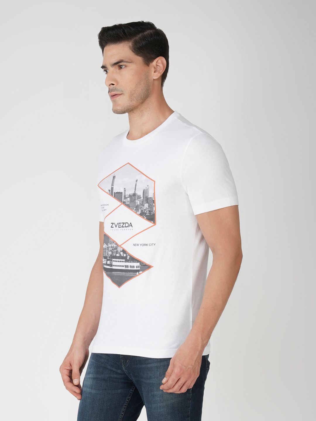 Men’s Pure Cotton Graphic T-Shirt-White