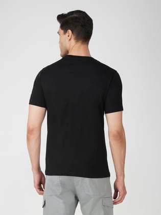Men’s Casual Graphic Print Cotton Tee-Black