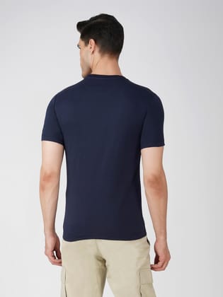 Men’s Graphic Print Cotton T-Shirt Euro Fit-Navy