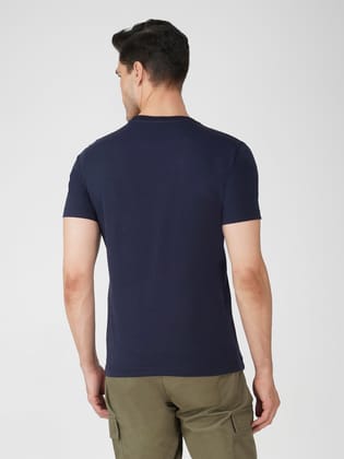 Men’s Graphic Print Cotton Tee Euro Fit-Navy