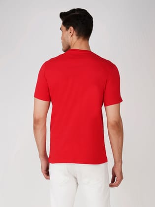 Men’s Graphic Print Cotton Tee Euro Fit-Red