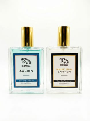 Red Vocal Aalien & White Oud Saffron Premium Eau De Toilette Set – Unisex 2×50ml, Bold, Fresh & Luxurious Fragrances
