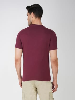 Men’s 100% Cotton Graphic Print T-Shirt European Fit-Maroon