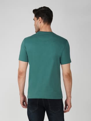 Men’s 100% Cotton Graphic Print T-Shirt European Fit-Green