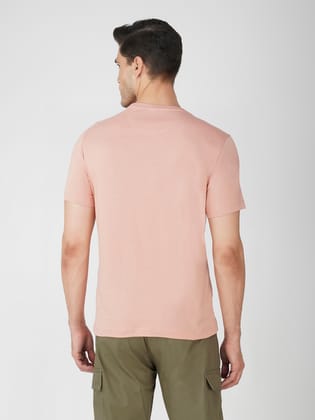 Men’s Graphic Print Round Neck Cotton T-Shirt-Pink