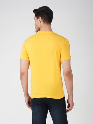 Men’s Breathable Cotton Graphic Tee for Casual Wear-Yellow