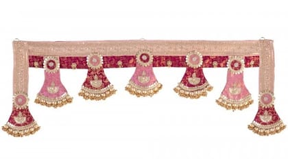 Handcrafted Magenta & Pink Decorative Diya Toran with Gold Accents