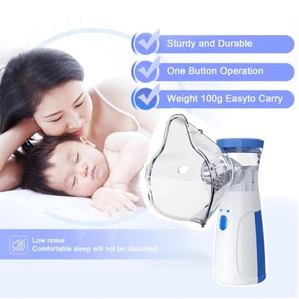 New Portable Mesh Nebulizer for Adults and Kids Travel and Household Use, Handheld Mesh Nebulizer for Breathing Problems, Personal Inhalers for Cold and Cough - Quick Relief, Wireless Vaporizer Machine With Respiratory Mask