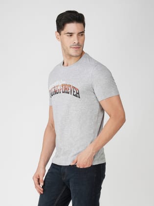 Cotton Graphic Print T-Shirt for Men-Grey