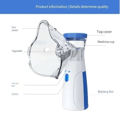 Portable Mesh Nebulizer Machine for Adults & Kids – Handheld Silent Nebulizer for Fast Mist Therapy for Cough, Cold & Asthma | USB Rechargeable (Unique)