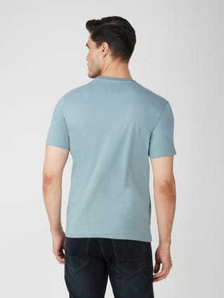 Cotton Graphic Print T-Shirt for Men-Sky Blue
