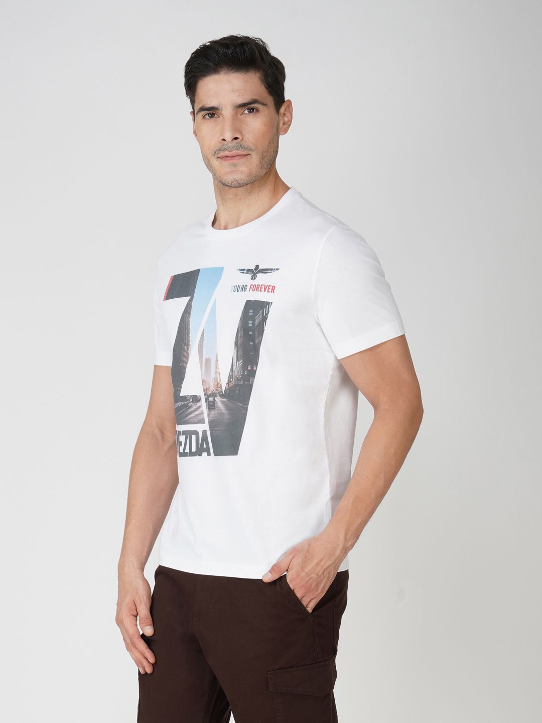 Men’s Casual Graphic Tee Euro Fit-White
