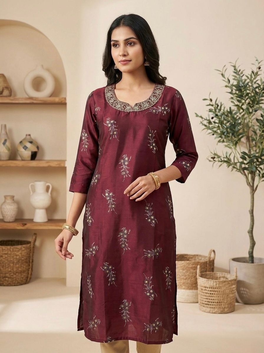 Glamvila Velvet Bloom Designer Kurti
