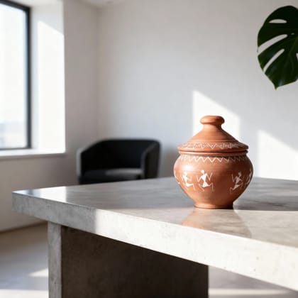 Terracotta Planter with Tribal Art