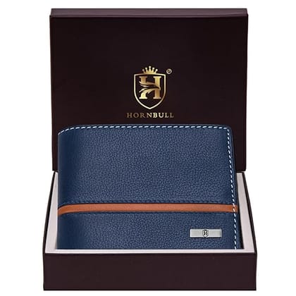 HORNBULL Denial Navy Leather Wallet for Men | Genuine Leather Wallet with RFID Blocking | Purse for Men